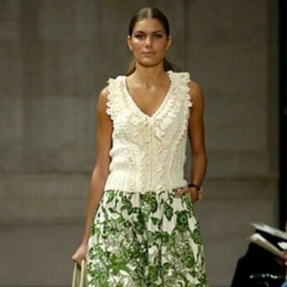 $2,200 OSCAR DE LA RENTA IVORY SILK WOOL EXCL CABLE KNIT RUNWAY BLOUSE M - Picture 2 of 13